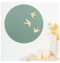 Lot de 3 hirondelles magnétiques en bois FERFLEX