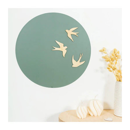 Lot de 3 hirondelles magnétiques en bois FERFLEX