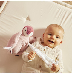 Peluche à bisous Manchot Rose KALOO