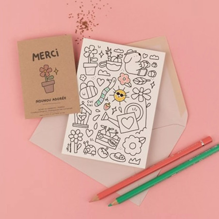 Carte à colorier et sachet de graines Nounou Adorée LA FABRIQUE A SACHETS