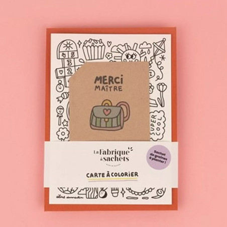 Carte à colorier et sachet de graines Merci Maître LA FABRIQUE A SACHETS