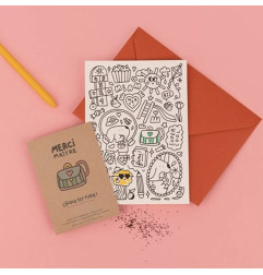 Carte à colorier et sachet de graines Merci Maître LA FABRIQUE A SACHETS
