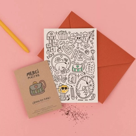 Carte à colorier et sachet de graines Merci Maître LA FABRIQUE A SACHETS