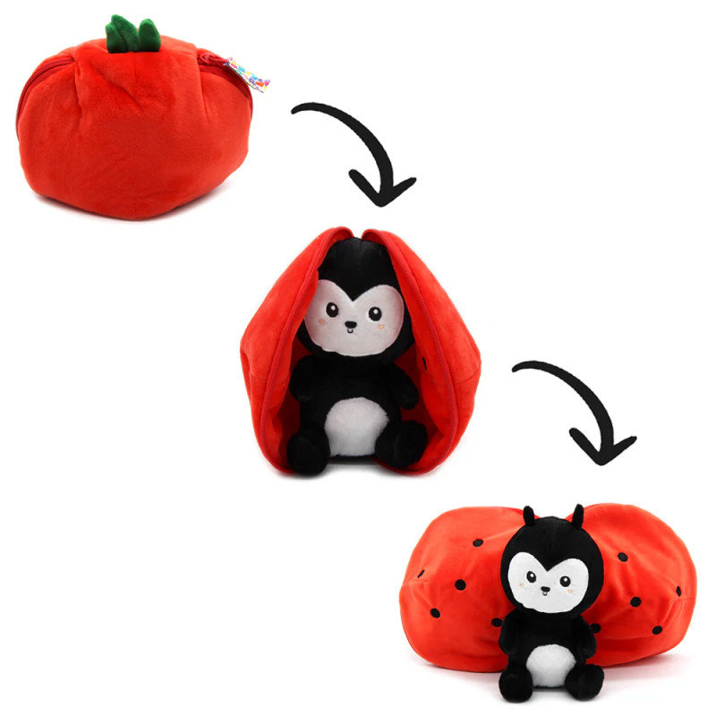 Peluche 2 en 1 Tomate Comet la Coccinelle Flipetz LES DEGLINGOS