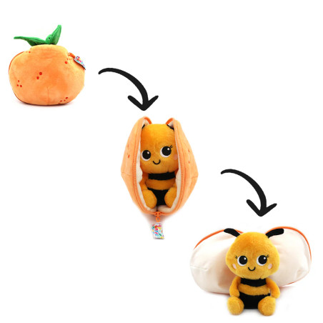 Peluche 2 en 1 Mandarine Buzzet l'Abeille Flipetz LES DEGLINGOS