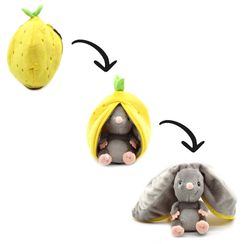Peluche 2 en 1 Citron Rocket la Souris Flipetz LES DEGLINGOS
