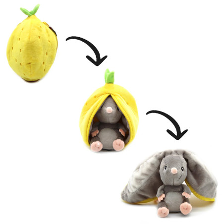 Peluche 2 en 1 Citron Rocket la Souris Flipetz LES DEGLINGOS