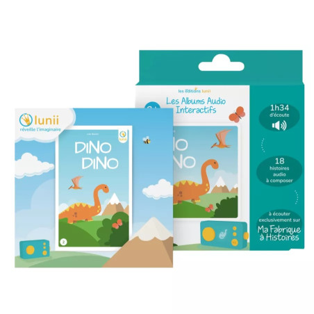 Coffret livre audio interactif Dino Dino LUNII pour La Fabrique à Histoires, dès 3 ans