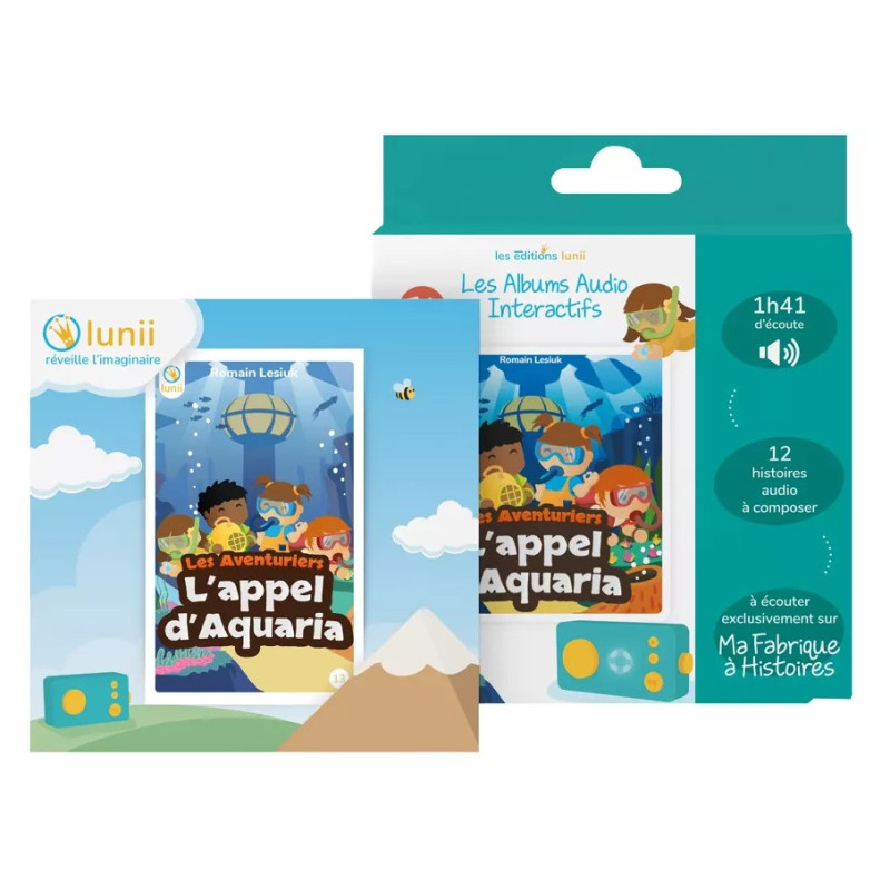 Coffret livre audio interactif l'Appel d'Aquaria LUNII pour La Fabrique à Histoires, dès 5 ans