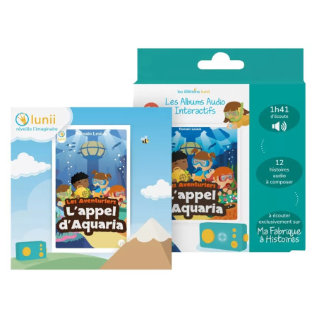 Coffret livre audio interactif l'Appel d'Aquaria LUNII pour La Fabrique à Histoires, dès 5 ans