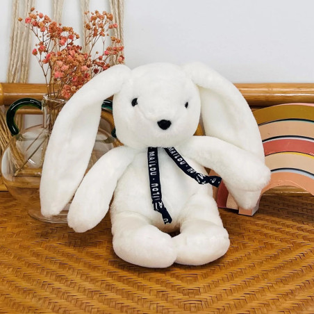 Peluche Lapin Pantin Dorlotin Blanc MAILOU TRADITION, 22 cm