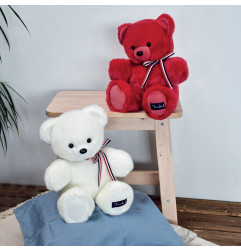 Peluche Lou L'Ours Français MAILOU TRADITION, 35 cm, Blanc