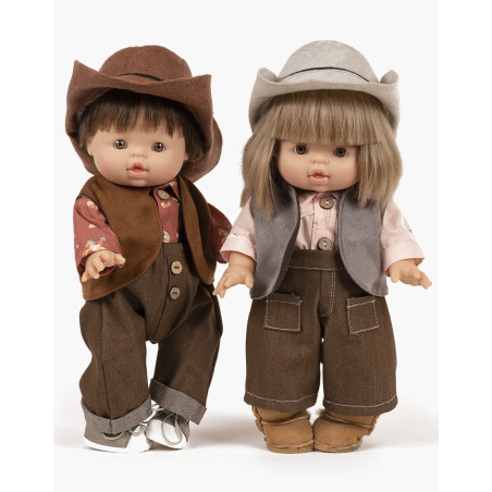 Gilet poupée Gordis MINIKANE, Daim Marron