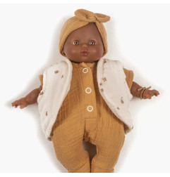 Gilet Taoma poupée Gordis MINIKANE, gaze de coton brodée petites fleurs Natalys