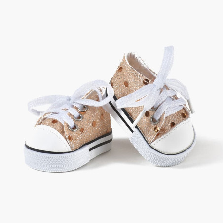 Baskets poupée Gordis MINIKANE, dorées à sequins