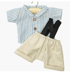 Ensemble chemise Léopold et pantalon poupon Gordis MINIKANE, beige et bleu