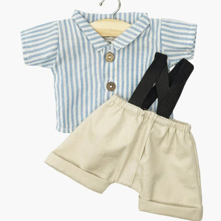 Ensemble chemise Léopold et pantalon poupon Gordis MINIKANE, beige et bleu