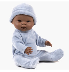 Poupon Cuties Basile MINIKANE, avec dors-bien et bonnet Nikky bleu