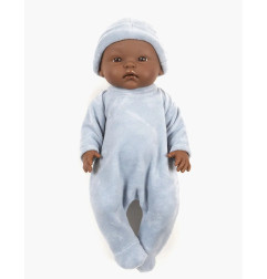 Poupon Cuties Basile MINIKANE, avec dors-bien et bonnet Nikky bleu