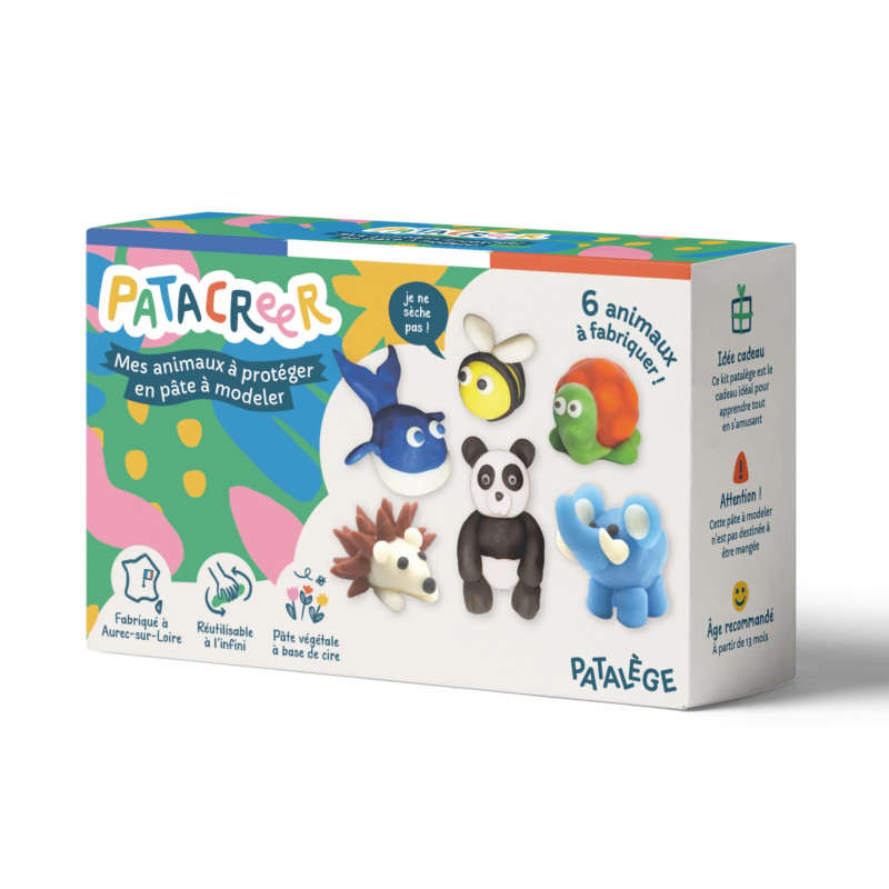 Kit créatif Mes 6 Animaux à Protéger en Pâte à Modeler Végétale PATACREER