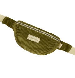 Sac banane velours Suzanne PETIT PICOTIN, personnalisable, olive