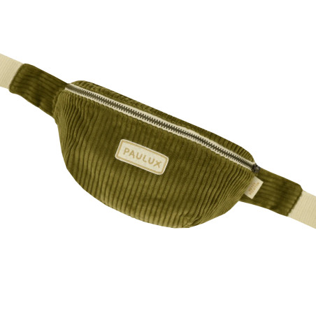 Sac banane velours Suzanne PETIT PICOTIN, personnalisable, olive