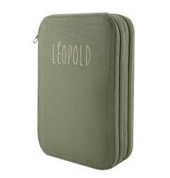 Maxi trousse à crayons pliante Madelon PETIT PICOTIN, vert olive, personnalisable
