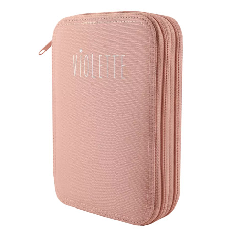 Maxi trousse à crayons pliante Madelon PETIT PICOTIN, bois de rose, personnalisable