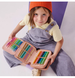 Maxi trousse à crayons pliante Madelon PETIT PICOTIN, bois de rose, personnalisable