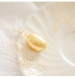 Bola de grossesse Cocon, brossé, doré à l'or fin, chaîne maille simple PLEINE LUNE