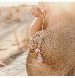 Bola de grossesse Aube, doré à l'or fin, cordon torsadé biscuit PLEINE LUNE