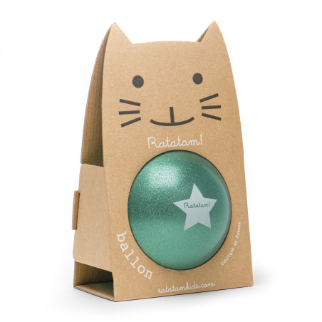Ballon 15 cm RATATAM, vert pailleté