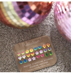 Lot de 12 boucles d'oreilles autocollantes RATATAM