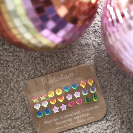 Lot de 12 boucles d'oreilles autocollantes RATATAM
