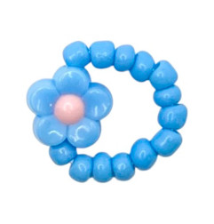 Bague élastiquée Fleur RATATAM, turquoise