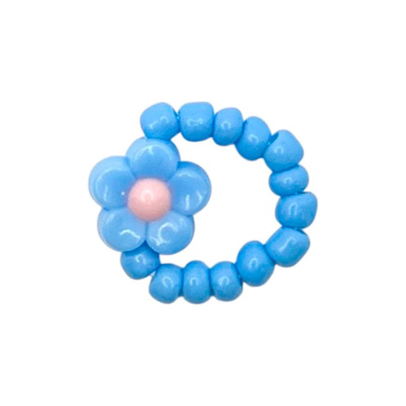 Bague élastiquée Fleur RATATAM, turquoise