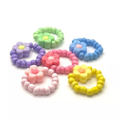 Bague élastiquée Fleur RATATAM, turquoise