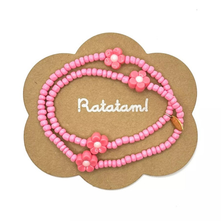 Collier élastiqué Fleur RATATAM, rose fuchsia