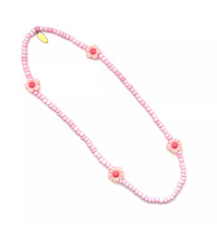 Collier élastiqué Fleur RATATAM, rose tendre