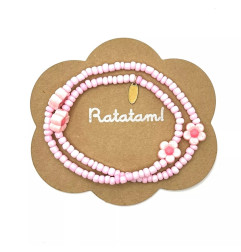 Collier élastiqué Fleur RATATAM, rose tendre