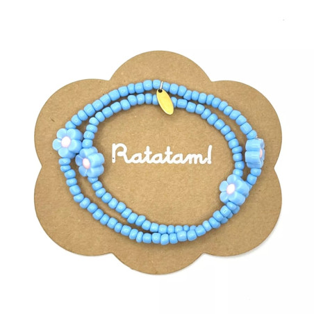 Collier élastiqué Fleur RATATAM, turquoise