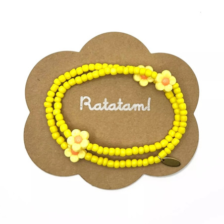 Collier élastiqué Fleur RATATAM, jaune