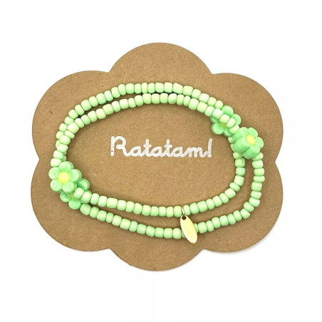 Collier élastiqué Fleur RATATAM, vert