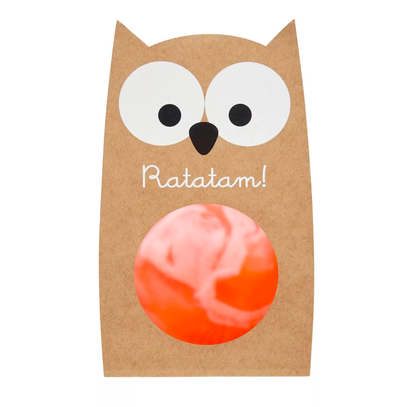 Balle rebondissante marbrée Hibou Orange RATATAM