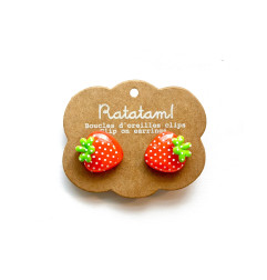 Boucles d'oreilles clips RATATAM, Fraises rouges