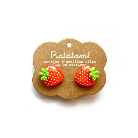 Boucles d'oreilles clips RATATAM, Fraises rouges