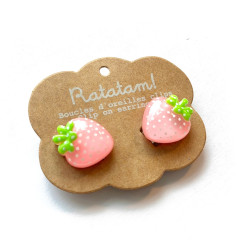 Boucles d'oreilles clips RATATAM, Fraises roses