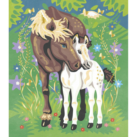 Peinture au Numéro Aquarelle Chevaux JANOD