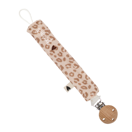 Attache-tétine ATELIER WAGRAM, gaze de coton Léopard, personnalisable