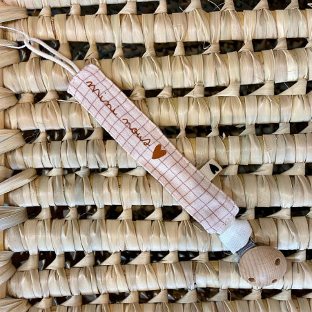 Attache-tétine ATELIER WAGRAM, gaze de coton Petits Carreaux, personnalisable